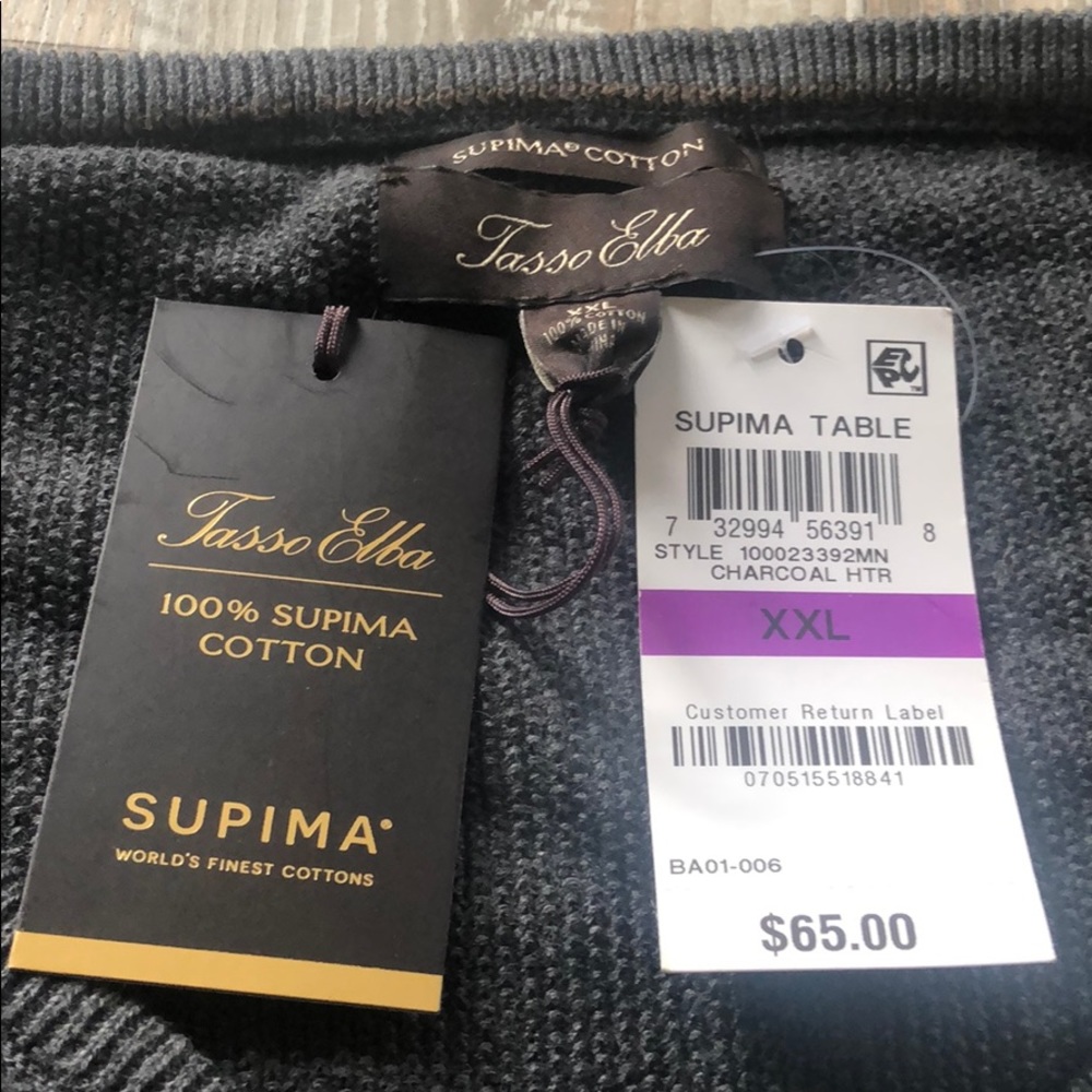 NWT Dark Grey Supima Cotton Men’s Sweater - Picture 2 of 3